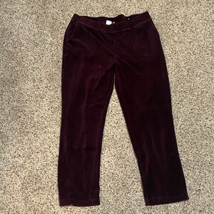 Women's Velvet Track Pants - Burgundy